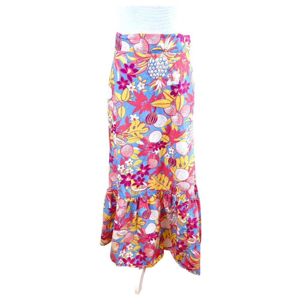 Talbots Maxi Skirt Cotton Floral Colorful Blue Red Multi (XL)